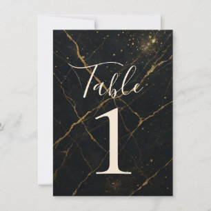 Gilded Midnight Marble Black & Gold Wedding Table  Invitation