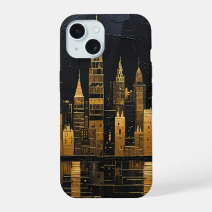Gilded Midnight Skyline iPhone 15 Case