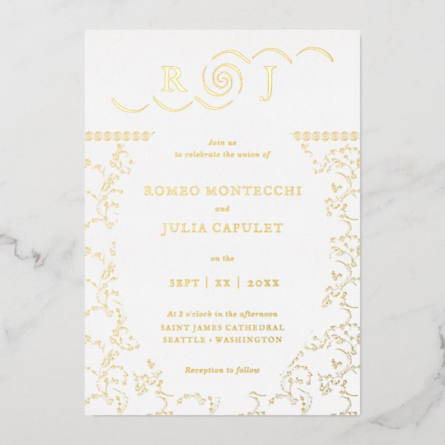 Gilded Monogram Vintage Front and Back Wedding (Front)