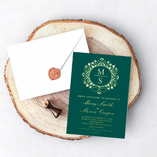 Gilded Monogram Wedding Invitations