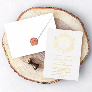 Gilded Monogram Wedding Invitations