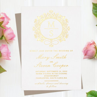 Gilded Monogram Wedding Invitations