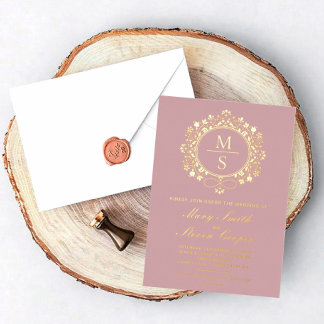 Gilded Monogram Wedding Invitations