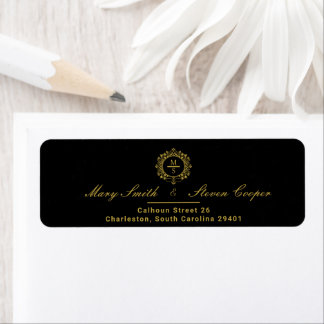 Gilded Monogram Wedding Return Address