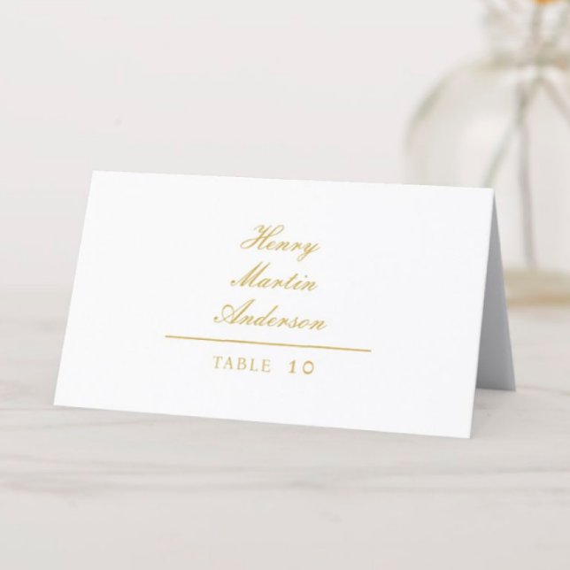 Gilded Monogram Wedding Table Number Place Card (I wish you happiness!)
