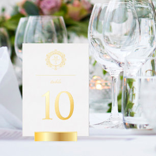 Gilded Monogram Wedding Table Numbers