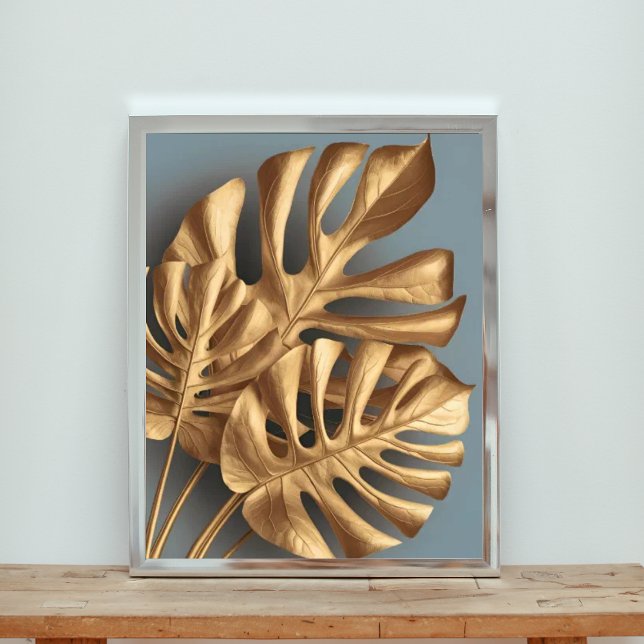 Gilded Monstera on Azure Photo Print (Creator Uploaded)