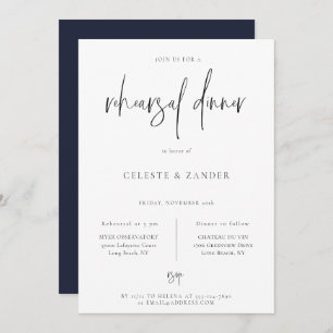 Gilded Moon Modern Script Rehearsal Dinner Announcement