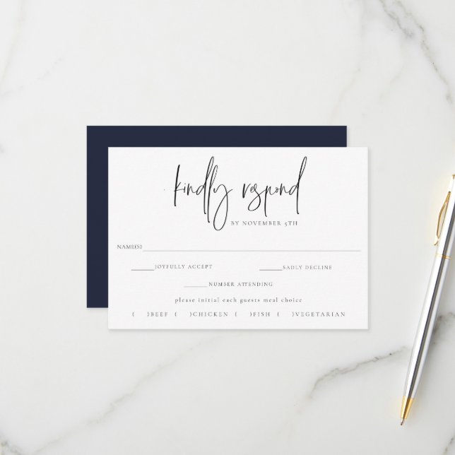 Gilded Moon Phase Wedding RSVP Meal Choice Card (Front/Back In Situ)