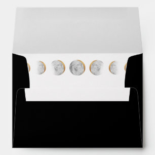 Gilded Moon Phases Return Address Envelope
