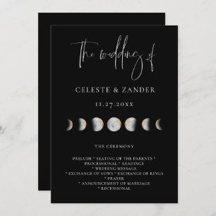 Gilded Moon Phases Wedding Program Programme