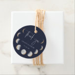 Gilded Moon Phases Wedding Thank You Favour Tags<br><div class="desc">Elegant watercolor gilded moon phases,  wedding thank you favour tags. Modern script "thank you"  graphic with lines for your names and event date. Coordinating dark navy blue colour backgrounds.</div>