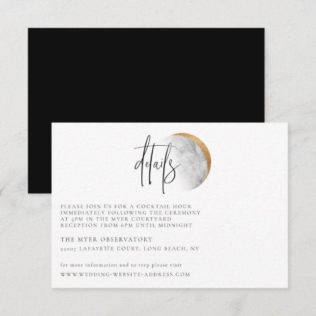 Gilded Moon Wedding Details Card (Front/Back)