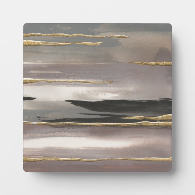 Gilded Morning Fog II Gold Abstract Print Plaque (Front)