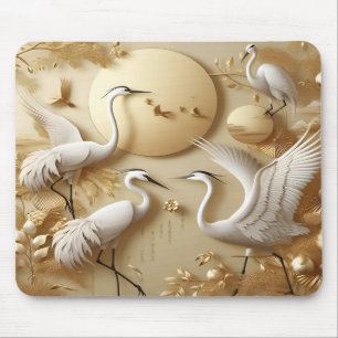 Gilded Nature Floral & Avian Elegance Wallpaper Mouse Mat