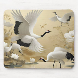 Gilded Nature Floral & Avian Elegance Wallpaper Mouse Mat