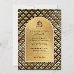 Gilded Nikah Wedding Invitation Chic Islamic Gold