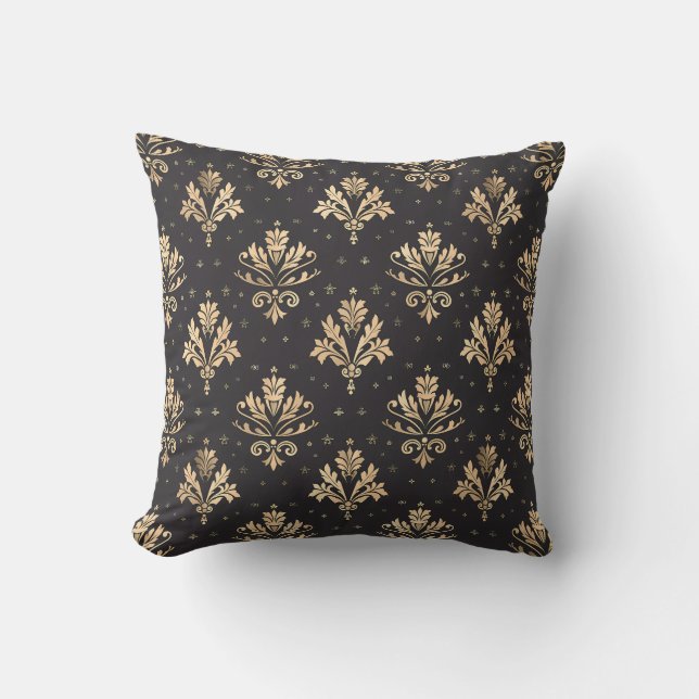 Gilded Noir Damask Princesscore Cushion (Front)