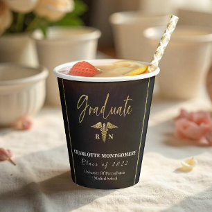 Gilded Nurse Medical Caduceus Graduation Paper Cups