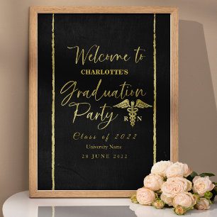 Gilded Nurse Medical Graduation Party Welcome Sign