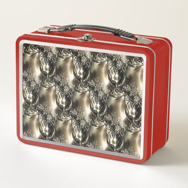 Gilded Pearls Metal Lunch Box (Front)