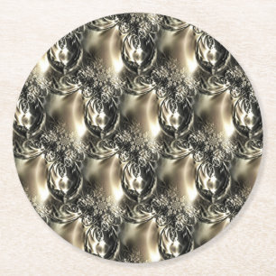 Gilded Pearls Round Paper Coaster