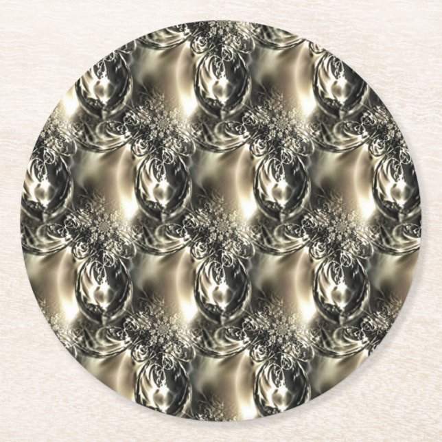 Gilded Pearls Round Paper Coaster (Front)