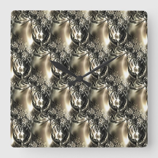 Gilded Pearls Square Wall Clock (Front)