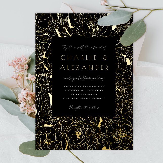 Gilded Peonies Black and Gold (Creator Uploaded)