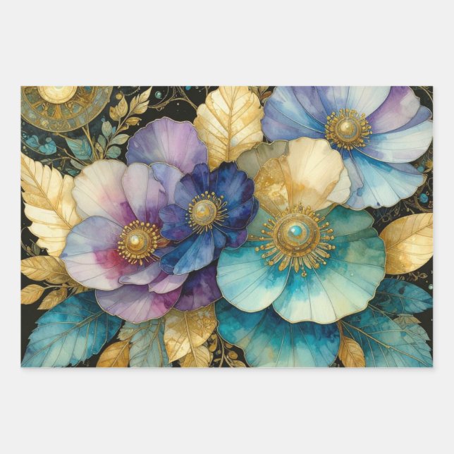 Gilded Petals  Wrapping Paper Sheet (Front 2)
