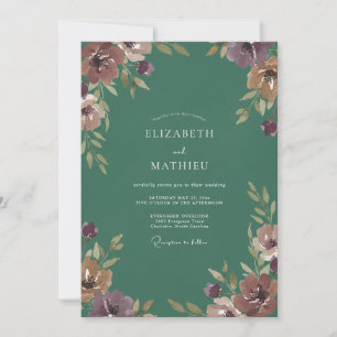 Gilded Plum Ochre Blossom Wedding Invitation