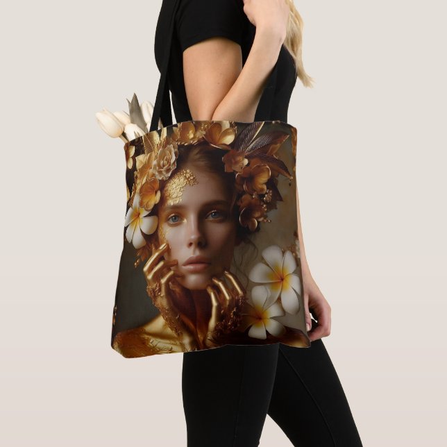 Gilded Pre-Raphaelite Woman 3 Tote Bag (Close Up)