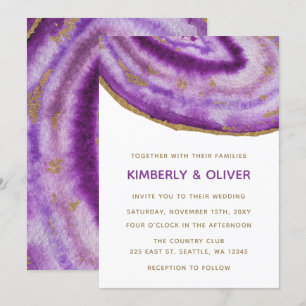 Gilded Purple Agate Wedding Invitations