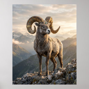 Gilded Ram Peak Poster
