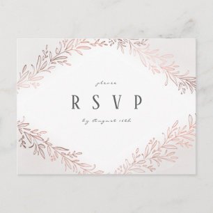 Gilded rose gold botanical elegant wedding RSVP Invitation Postcard