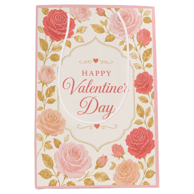 Gilded Rose Valentine Romance Medium Gift Bag (Front)