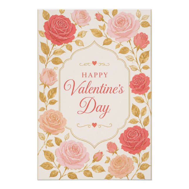 Gilded Rose Valentine Romance Poster (Front)