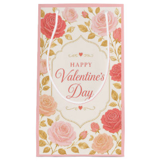 Gilded Rose Valentine Romance Small Gift Bag
