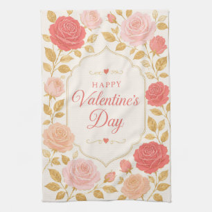 Gilded Rose Valentine Romance Tea Towel
