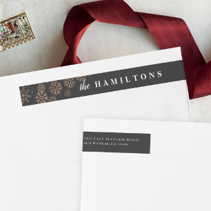 Gilded Snow Holiday Return Address Wrap Around Label