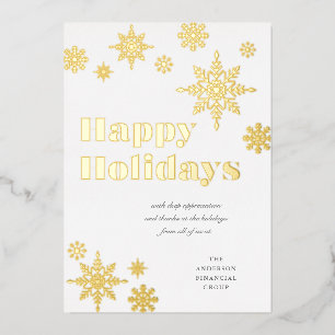 Gilded Snowflakes Business Holiday Card Gold FOIL