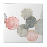 Gilded Spheres Tile<br><div class="desc">Gilded Spheres I by Grace Popp. Features watercolor grey and pink circles in varying sides.</div>