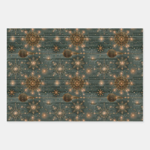 Gilded Starburst Christmas Gift Styling Wrapping Paper Sheet