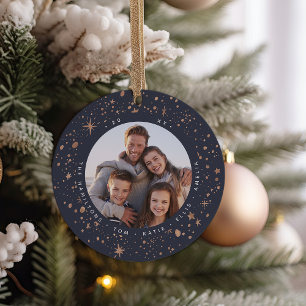 Gilded Stars Holiday Photo Ceramic Tree Decoration