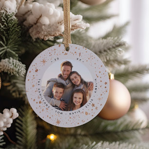 Gilded Stars   Holiday Photo Ceramic Tree Decoration