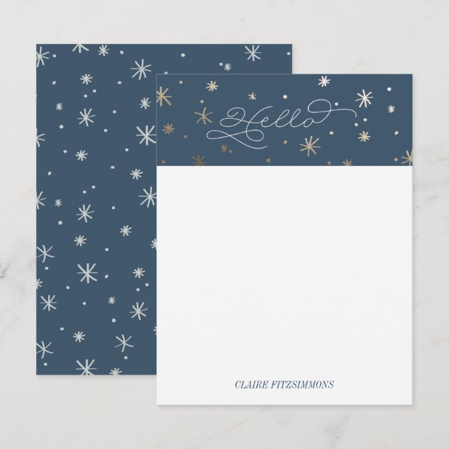 Gilded Stars Personal Stationery, Night Sky Card (Front/Back)
