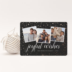 Gilded Stars   Photo Collage Foil Holiday Card