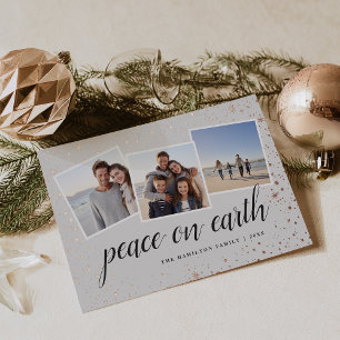 Gilded Stars   Photo Collage Foil Holiday Card