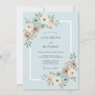 Gilded Taupe Powder Petal Wedding Invitation