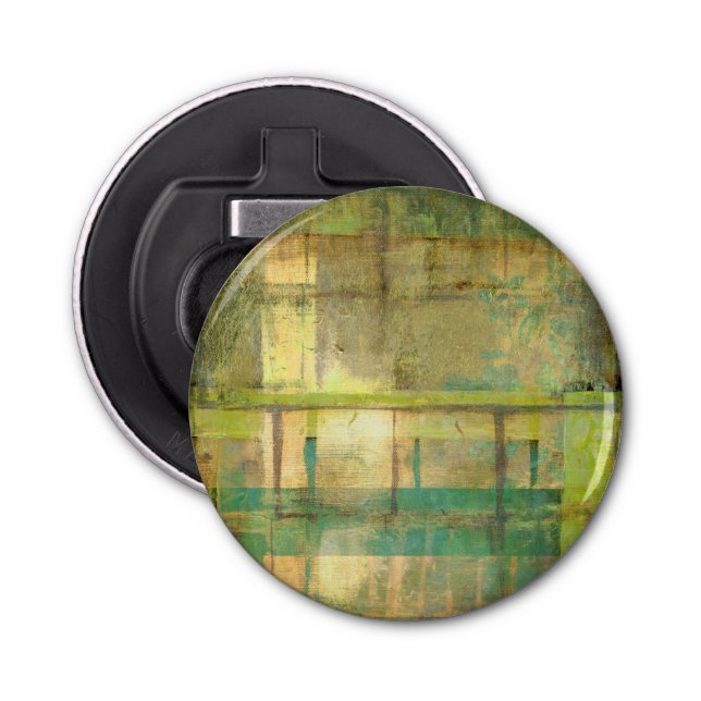 Gilded Turquoise and Green Abstract Painting Bottle Opener (Front)
